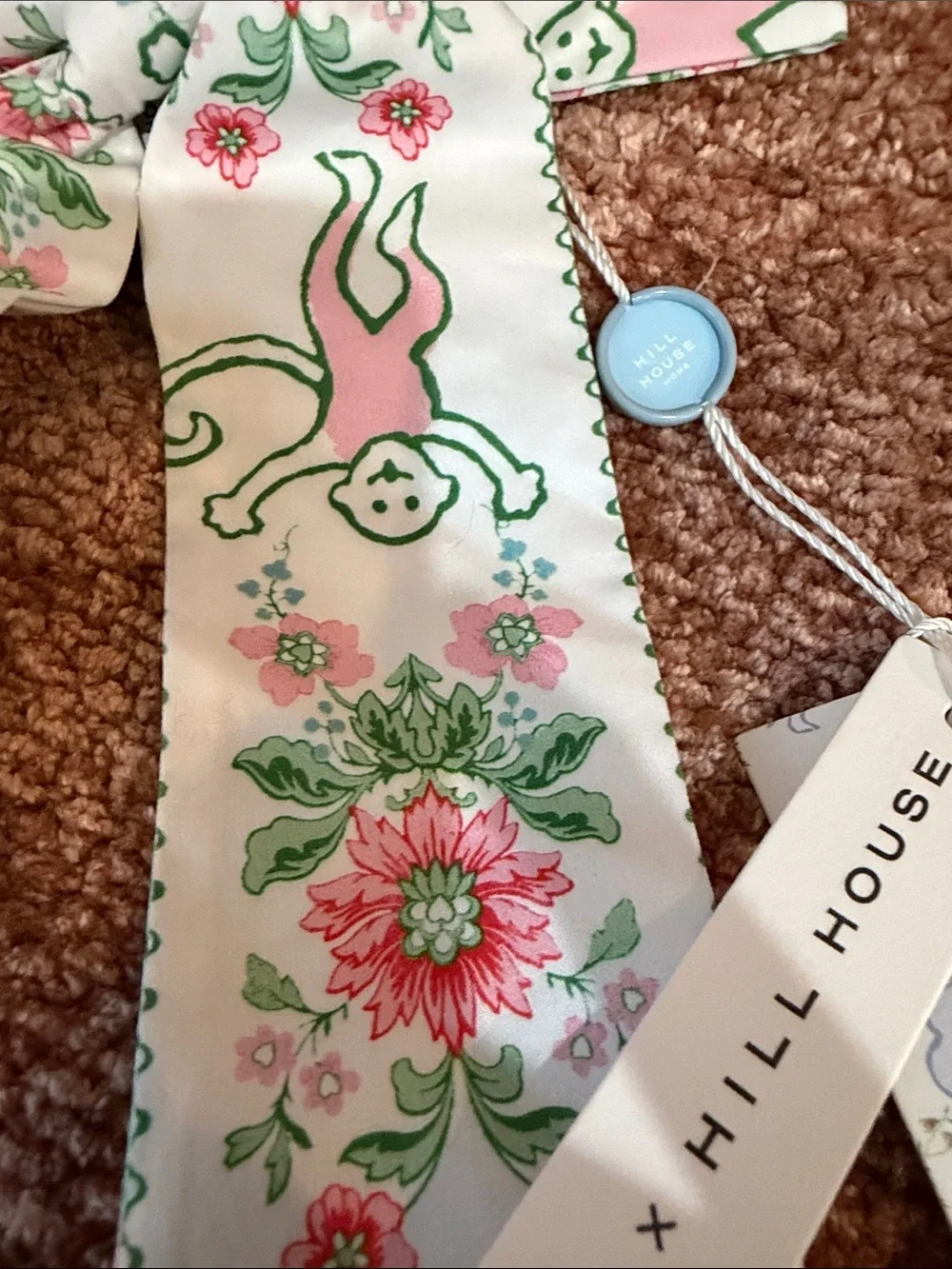 Hill House Roller Rabbit Floral Bow NEW Monkey Roses